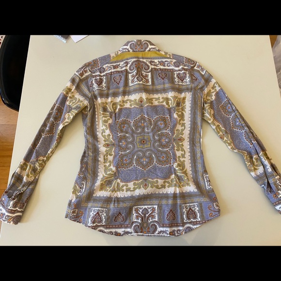 Etro small 38 button down top geometric multicolor - Picture 5 of 10